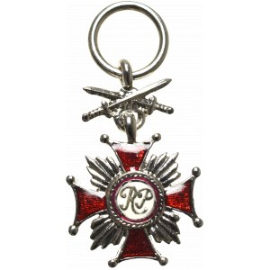 PSZnZ, Miniature Silver Cross of Merit with swords - Bialkiewicz