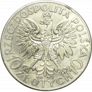 Zweite Polnische Republik, 10 Zloty 1933 Kopf einer Frau