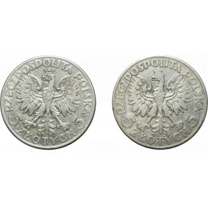 II Rzeczpospolita, Zestaw 5 złotych 1932-33 Głowa kobiety