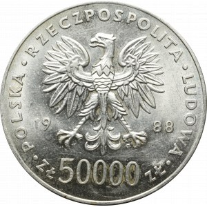 People's Republic of Poland, 50,000 zloty 1988 Pilsudski