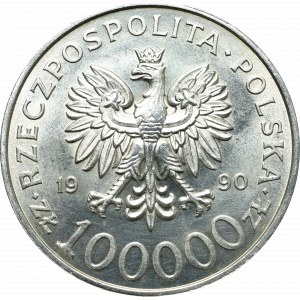 Third Republic, 100,000 zloty 1990 Solidarity