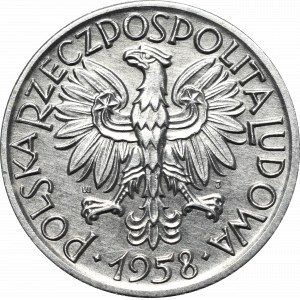 PRL, 5 zl. 1958 Rybář - úzká osmička