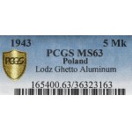 Lodžské geto, 5 známok 1943 - PCGS MS63