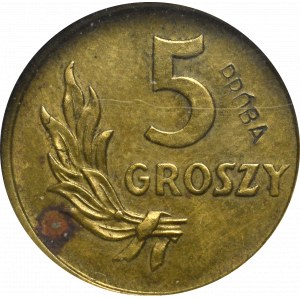 PRL, 5 GROSZY 1949 PRÓBA mosiądz
