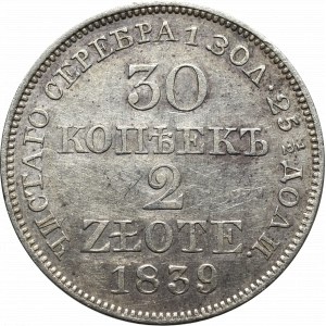 Russische Teilung, Nikolaus I., 30 Kopeken-2 Gold 1839 MW