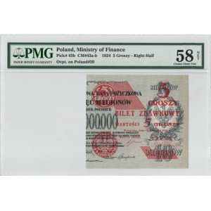 II RP, 5 grošů 1924 - pravá polovina - PMG 58NET