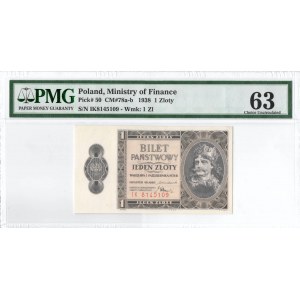 II RP, 1 złoty 1938 - PMG 63