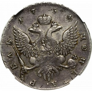 Rusko, Alžběta, rubl 1754, Petrohrad - NGC XF Podrobnosti