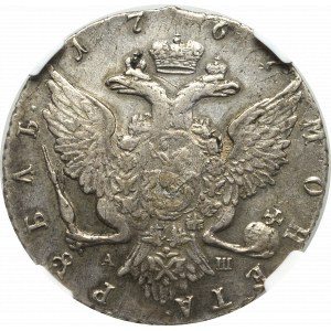 Rusko, Kateřina II, rubl 1767 - NGC VF Podrobnosti