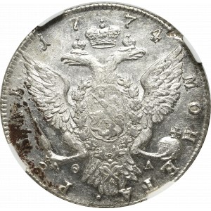 Rosja, Katarzyna II, Rubel 1774 ФЛ - NGC AU Details