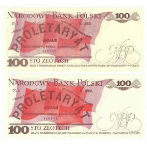 People's Republic of Poland, 100 gold 1982 - set of 2 pieces - KT and LK series