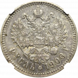 Rusko, Mikuláš II, Rubl 1906 ЭБ - NGC XF Podrobnosti