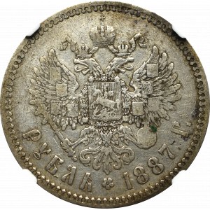 Rusko, Alexander III, Rubľ 1887 - NGC VF Podrobnosti