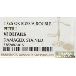 Rusko, Petr I., Rubl 1725 OK - NGC VF Podrobnosti
