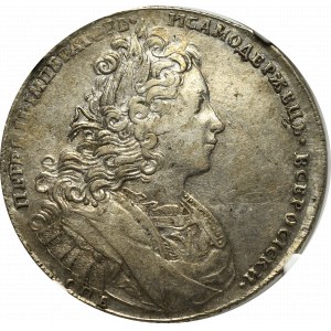 Rusko, Peter II, Rubľ 1727, Moskva - NGC VF Podrobnosti