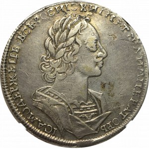 Rusko, Petr I., rubl 1723, Petrohrad - NGC VF Podrobnosti