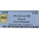 II Rzeczpospolita, 5 zl. 1938 Piłsudski - PCGS AU58