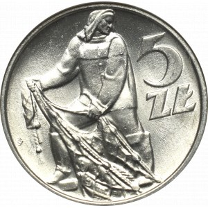 PRL, 5 Złotych 1974 Rybak - NGC MS65