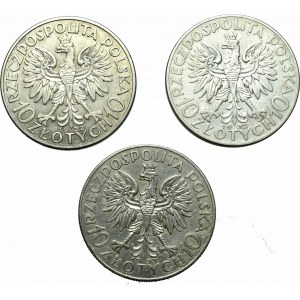 II Republic of Poland, Lot of 10 zloty 1932-33