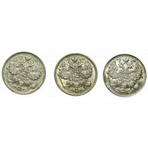 Russia, Nicholas II, Set of 15 kopecks 1909-15