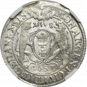 John II Casimir, 18 groschen 1657, Danzig - NGC MS61