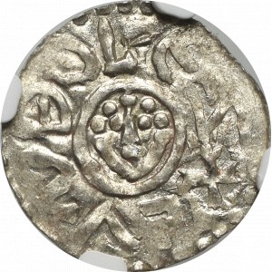 Boleslaus III, Denarius before 1107, Breslau - NGC MS64