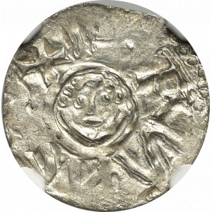 Bolesław III Krzywousty, jako książę śląski, Denar, Wrocław - OKAZOWY - NGC MS64