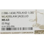 Władysław II Jagiełło, Półgrosz bez daty, Kraków - PIĘKNY - NGC MS63