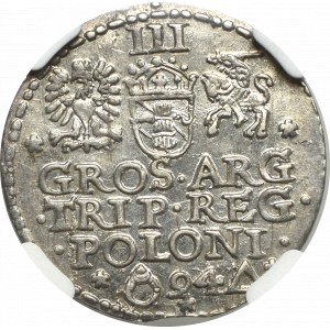 Sigismund III Vasa, 3 groschen 1594, Marienburg - NGC AU58