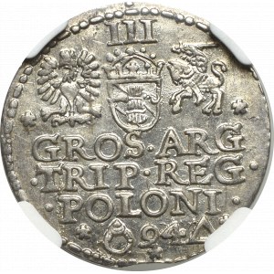 Zygmunt III Waza, Trojak 1594, Malbork - NGC AU58