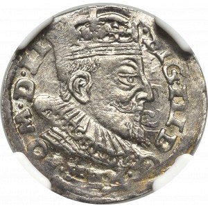 Zygmunt III Waza, Trojak 1593, Wilno - OKAZOWY - NGC MS65
