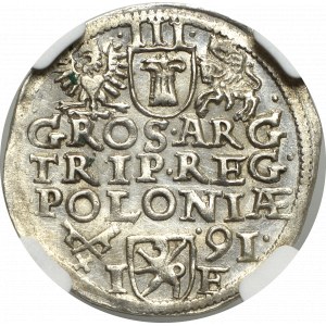 Žigmund III Vasa, Trojak 1591, Poznaň - KRÁSNY - NGC MS64