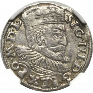 Sigismund III Vasa, 3 Groschen 1595 Posen- NGC AU58