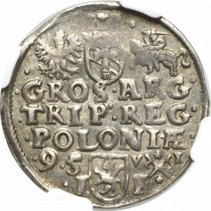 Zikmund III Vasa, Trojak 1595, Poznaň - NGC AU58