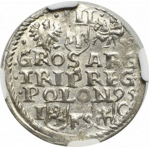 Žigmund III Vaza, Trojak 1595, Bydgoszcz - OKAZOWY - NGC MS64