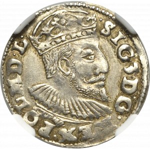 Zikmund III Vasa, Trojak 1595, Lublin - vzácnější - NGC AU58