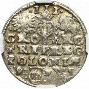 Zikmund III Vasa, Trojak 1595, Lublin - vzácnější - NGC AU58