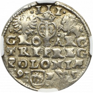 Zygmunt III Waza, Trojak 1595, Lublin - rzadszy - NGC AU58