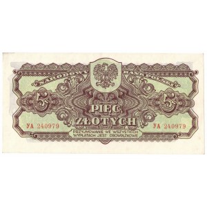 Polská lidová republika, 5 zlotých 1944 , ...povinné.... YA