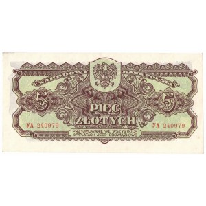 PRL, 5 złotych 1944 , ...obowiązkowe... YA