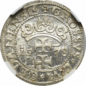 Stefan Batory, Grosz 1578, Gdaňsk - KRÁSNÝ - NGC MS62