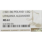 Alexander Jagellon, Halfgroat without date, Vilnius - NGC MS61