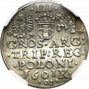 Sigismund III, 3 groschen 1601, Cracow - NGC MS62