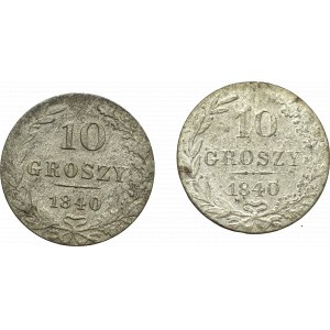 Ruské dělení, sada 10 haléřů 1840