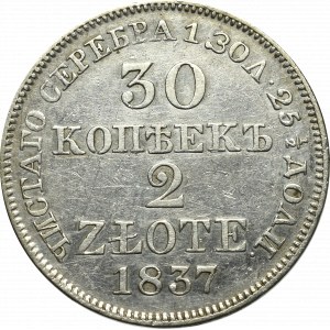 Russische Teilung, Nikolaus I., 30 Kopeken=2 Zloty 1837 Warschau