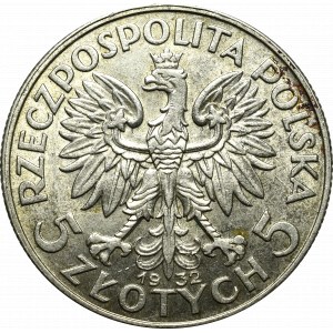 II Rzeczpospolita, 5 złotych 1932 BZM Głowa kobiety