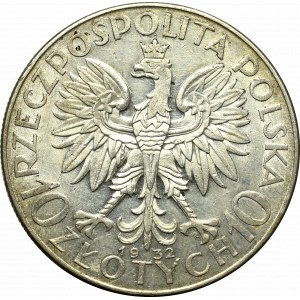 II Rzeczpospolita, 10 złotych 1932 ZZM Głowa kobiety