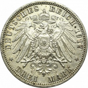 Germany, Preussen, 3 mark 1912