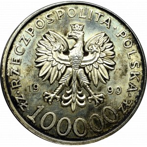 Third Republic, 100,000 zloty 1990 Solidarity