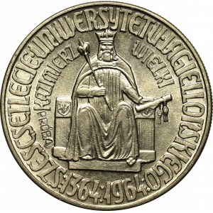 Polská lidová republika, 10 zlotých 1964 Kazimír III Veliký - nápis z hloubky CuNi vzorek